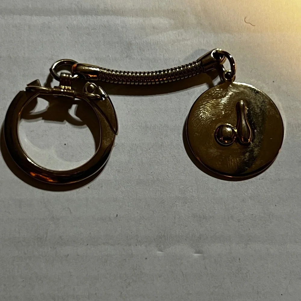 Keychain Gold Tone Bowling Ball Pin Retro Snake Chain Ring Fob